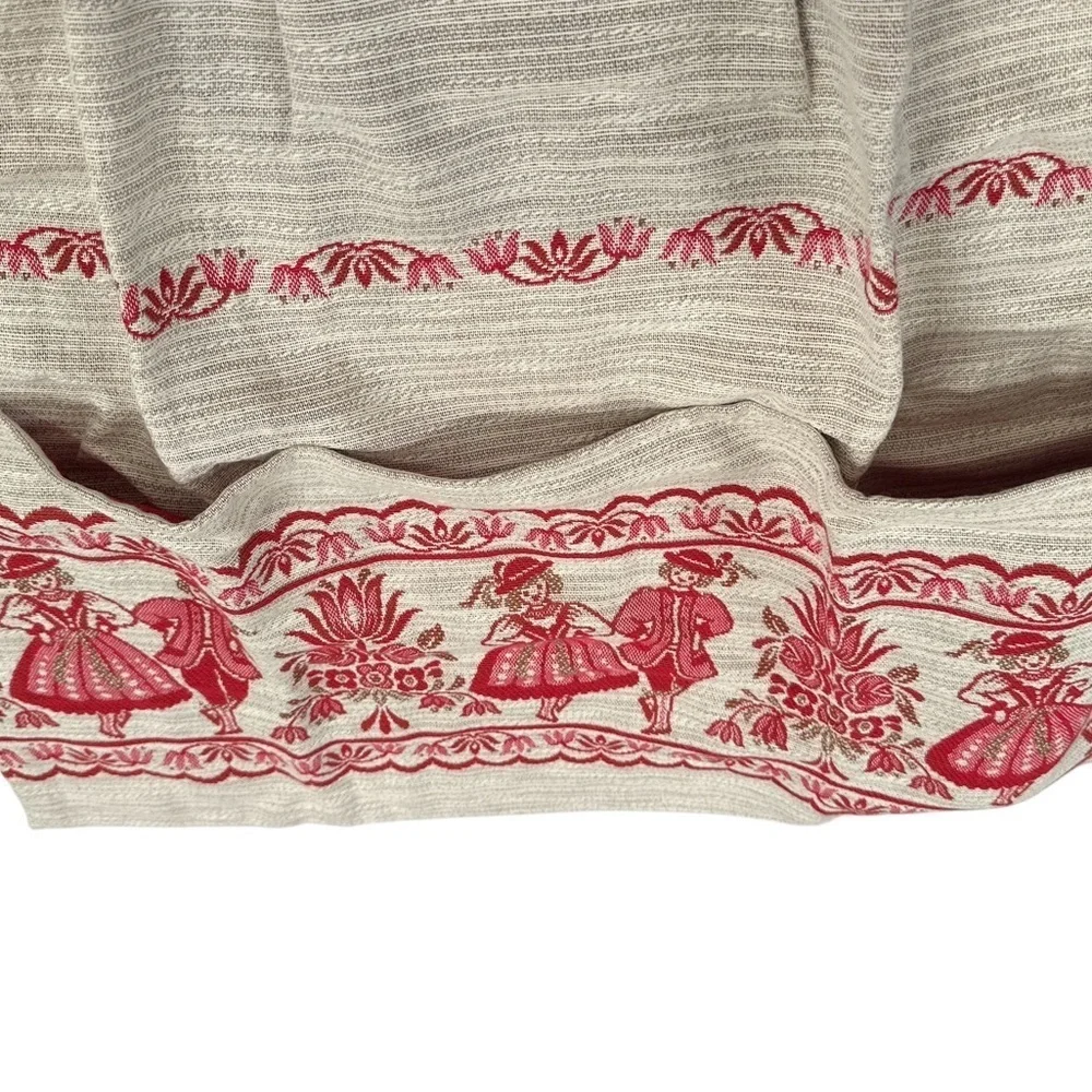 Vtg NEW Austria Half Apron 3 Pockets Red Blue RED Dutch Boy Girl Embroidered